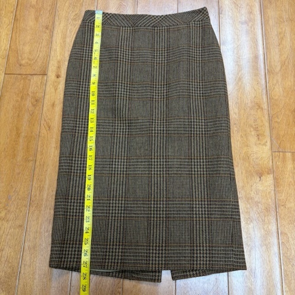 Max Mara Womens Brown Plaid Wool Alpaca Midi Pencil Skirt Size 4 US Academia Y2K - Picture 7 of 8
